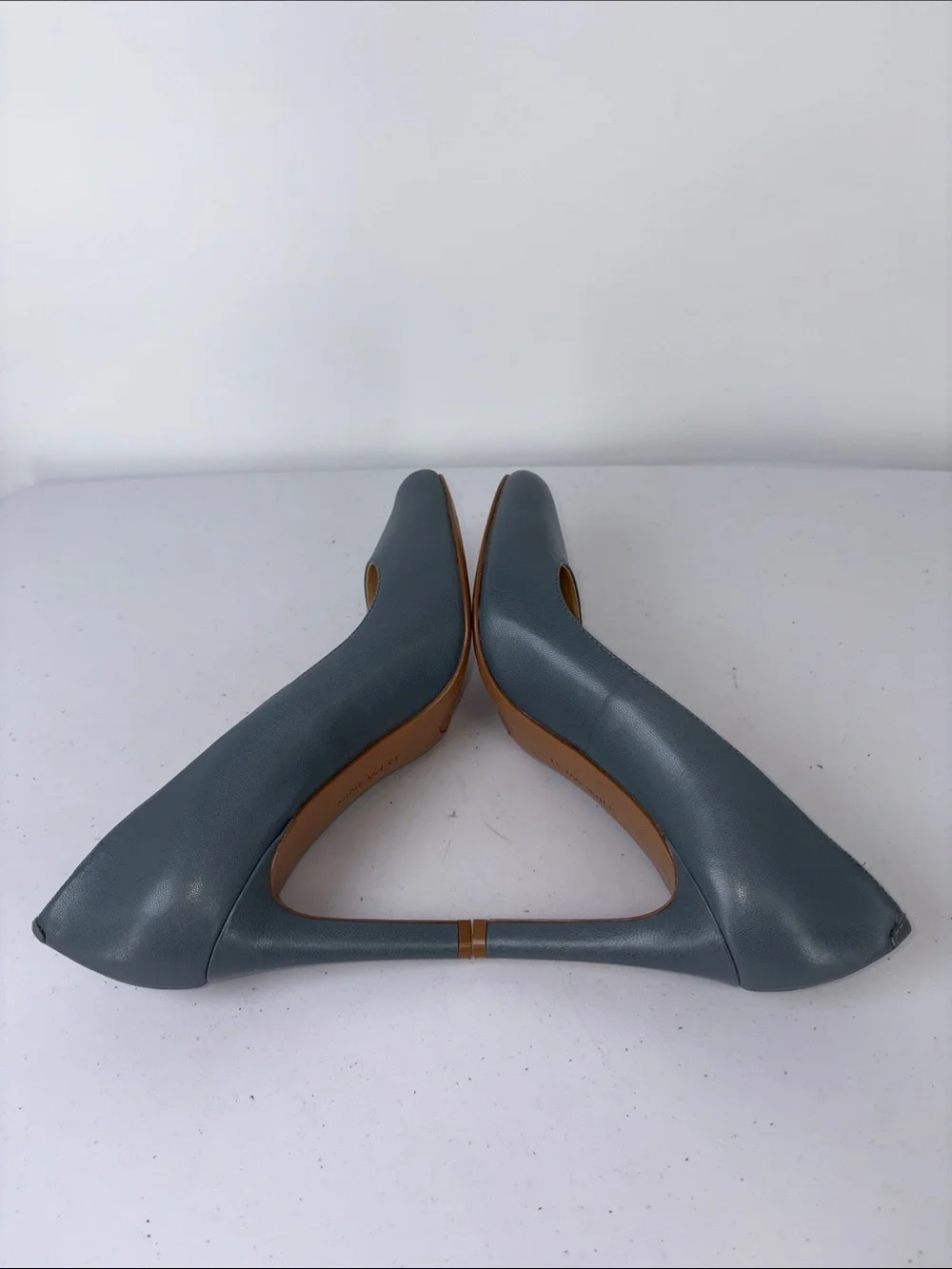 🐦‍⬛ Nine West  Leather grey Round-Toe Pumps 4”